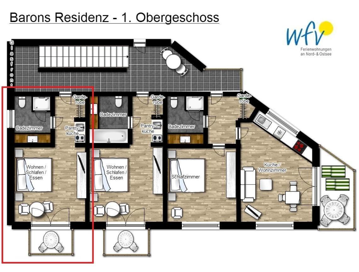 Barons Residenz Ferienwohnung 4 博尔库姆 外观 照片